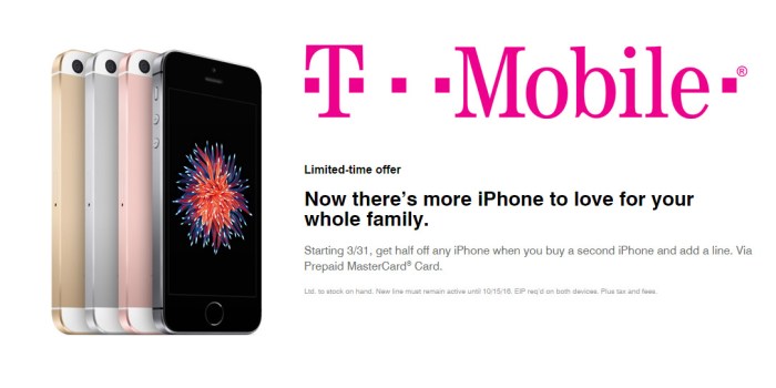 T mobile offering buy one get one half off on iphone se